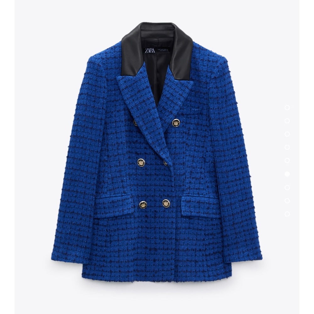 Zara Combination Faux Leather Textured Blazer - Picture 5 of 7